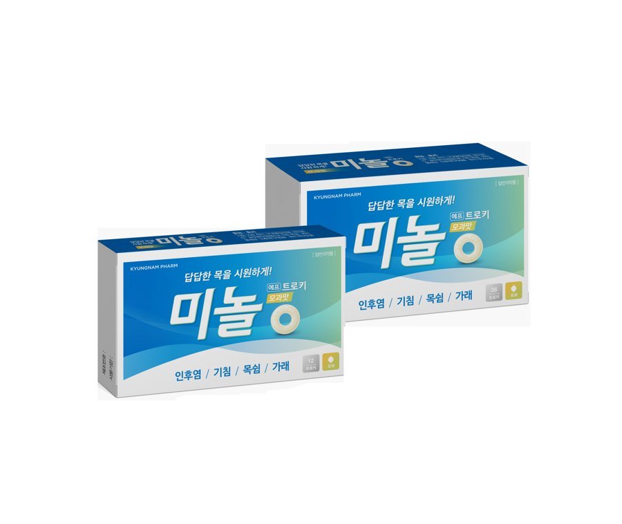 미놀에프트로키(페퍼민트맛, 오렌지맛, 모과맛, 복숭아맛) 제품 사진